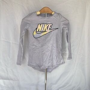 Nike long sleeve t shirt, purple with Nike logo on front size 4